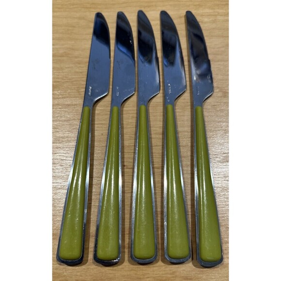 Fiesta Merengue Dinner Knife Flatware Lot of 5 Green Homer Laughlin 9” Retro - Picture 2 of 6